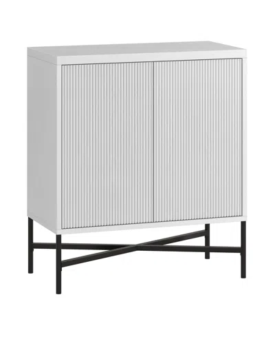 Hudson & Canal Brighton 28" Wide Rectangular Fluted Accent Cabinet In White