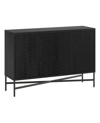 Hudson & Canal Brighton 48" Wide Rectangular Fluted Buffet Table In Black