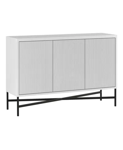 Hudson & Canal Brighton 48" Wide Rectangular Fluted Buffet Table In White