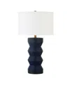 Hudson & Canal Carlin 26.5" Linen Shade Tall Ceramic Table Lamp In Matte Navy