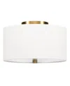 Hudson & Canal Ellis 12" Flush Mount With Fabric Shade In Brass