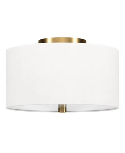 Hudson & Canal Ellis 12" Flush Mount With Fabric Shade In Brass