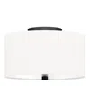 Hudson & Canal Ellis 12" Flush Mount With Fabric Shade In Matte Black