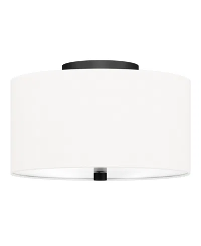 Hudson & Canal Ellis 12" Flush Mount With Fabric Shade In Matte Black