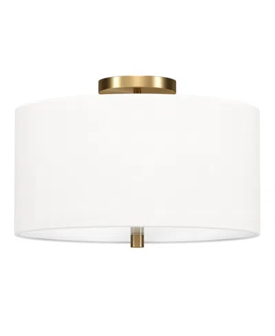 Hudson & Canal Ellis 16" Flush Mount With Fabric Shade In Brass
