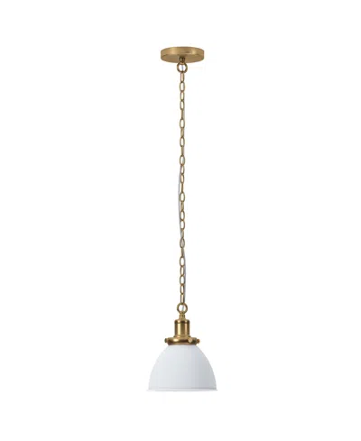 Hudson & Canal Elodie 8" Metal Pendant With Metal Shade In Matte White,brass