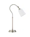 Hudson & Canal Harland 25" Linen Shade Tall Arc Table Lamp In Brushed Nickel