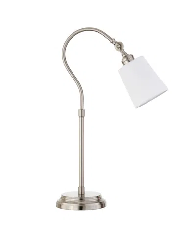 Hudson & Canal Harland 25" Linen Shade Tall Arc Table Lamp In Brushed Nickel