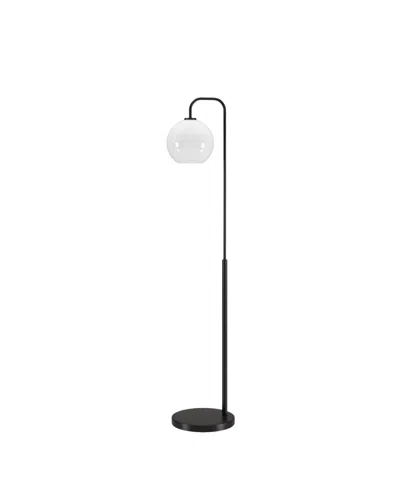 Hudson & Canal Harrison 62" Glass Shade Arc Floor Lamp In Blackened Bronze