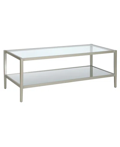 Hudson & Canal Hera 45" Wide Metal Rectangular Coffee Table With Mirror Shelf In Satin Nickel