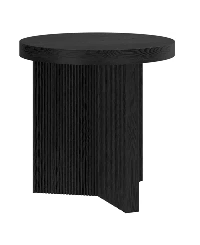 Hudson & Canal Holm 22" Wide Round Fluted Side Table In Black