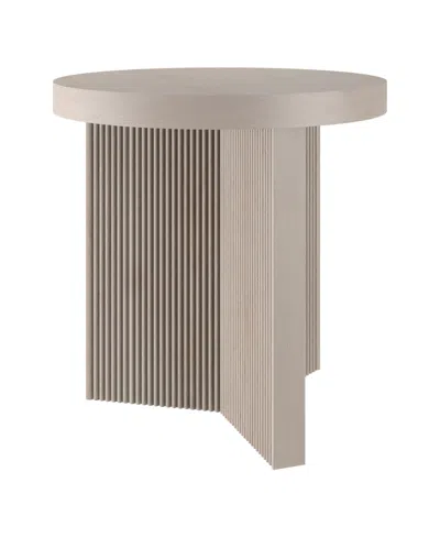 Hudson & Canal Holm 22" Wide Round Fluted Side Table In Brown