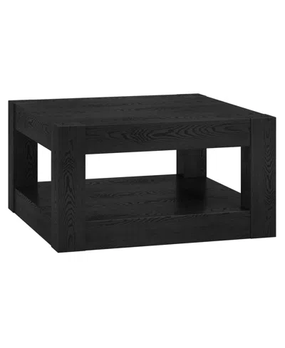 Hudson & Canal Hughes 32" Wood Wide Square Coffee Table In Black Grain