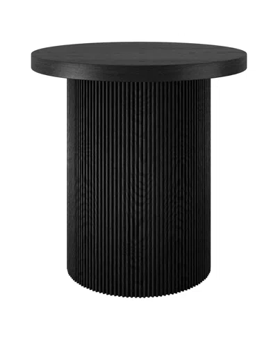 Hudson & Canal Isa 22" Wide Round Fluted Side Table In Black Grain
