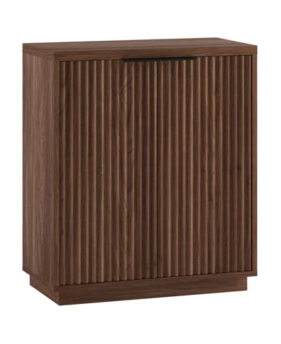 Hudson & Canal Mansfield 28" Wide Rectangular Fluted Accent Cabinet In Brown