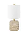 Hudson & Canal Pacha 15.5" Metal Stone Table Lamp With Fabric Shade