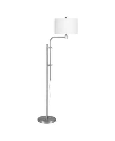Hudson & Canal Polly Height-adjustable Floor Lamp With Fabric Shade In Brushed Nickel