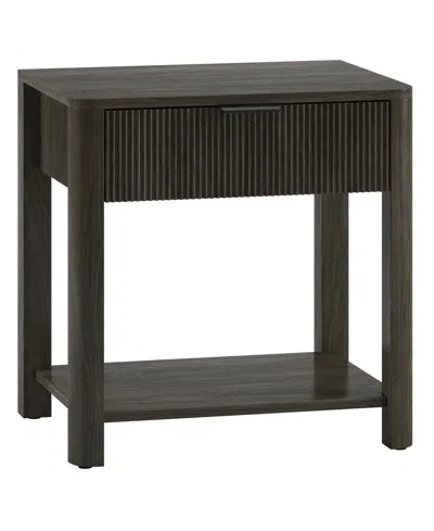 Hudson & Canal Pomona 24" Wide Rectangular Fluted Nightstand In Alder Brown