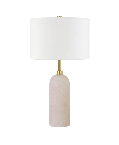 Hudson & Canal Ramona 22" Tall Ceramic Table Lamp With Linen Shade In Warm Sanded Ceramic