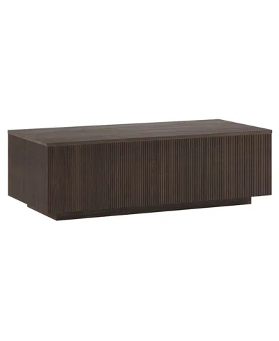 Hudson & Canal Reyes 48" Wide Rectangular Fluted Coffee Table In Brown