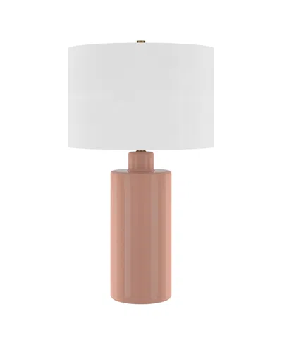 Hudson & Canal Selina 25" Ceramic Table Lamp With Fabric Shade In Pink