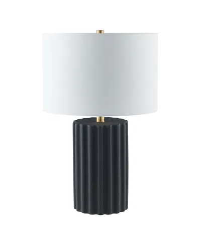 Hudson & Canal Seren 23" Ceramic Table Lamp With Fabric Shade In Black