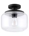 Hudson & Canal Tatum 11" Wide Semi Flush Mount With Glass Shade In Blackened Bronze