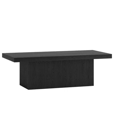 Hudson & Canal Torren 48" Wide Rectangular Fluted Coffee Table In Black