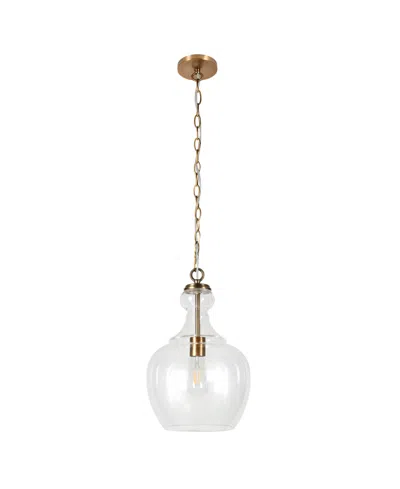 Hudson & Canal Verona 11" Glass Shade Wide Pendant In Brass