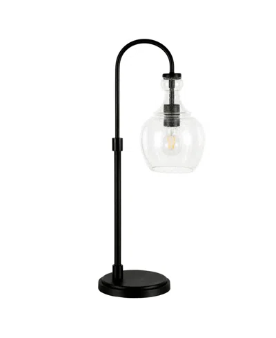 Hudson & Canal Verona 27" Tall Arc Table Lamp With Glass Shade In Blackened Bronze