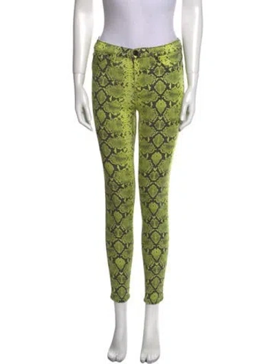 Pre-owned Hudson Animal Print Skinny Leg Pants In Green