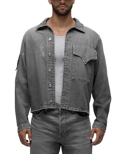Hudson Armstrong Flap Pocket Cotton Shirt In Gray