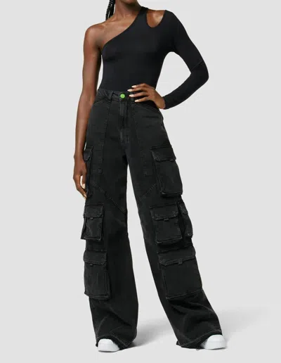 Hudson Asymmetrical Long Sleeve Bodysuit In Black