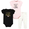 Hudson Baby 2 Bodysuits And Pant In Pink