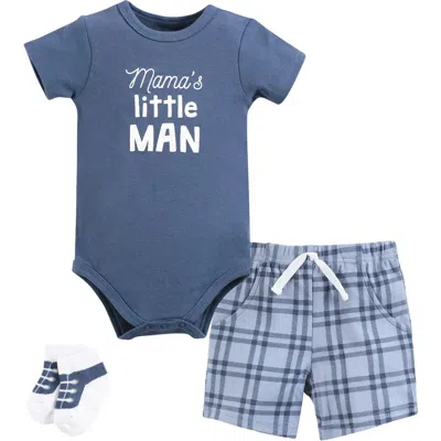 Hudson Baby Bodysuit, Short And Sock In Blue