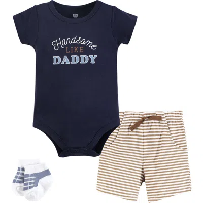 Hudson Baby Bodysuit, Short And Sock In Blue