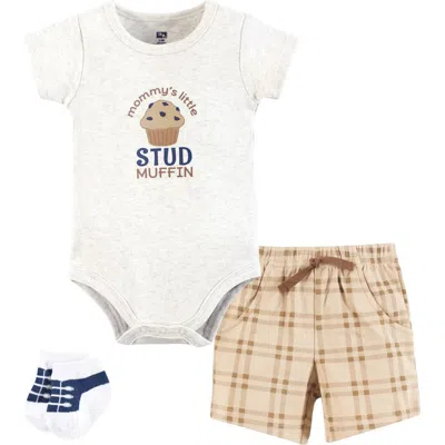 Hudson Baby Bodysuit, Short And Sock In White