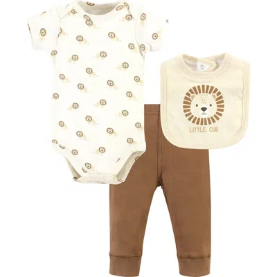 Hudson Baby Cotton Bodysuit, Pant And Bib Set In Multi