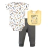 Hudson Baby Cotton Bodysuit, Pant And Bib Set