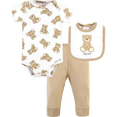Hudson Baby Kids'  Cotton Bodysuit, Pant And Bib Set In Multi