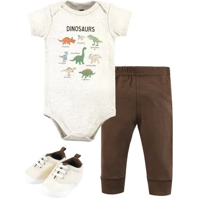 Hudson Baby Cotton Bodysuit, Pant And Shoe Set In Neutral