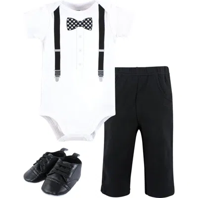 Hudson Baby Cotton Bodysuit, Pant And Shoe Set In White