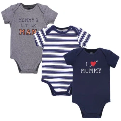 Hudson Baby Cotton Bodysuits 3-pack In Blue