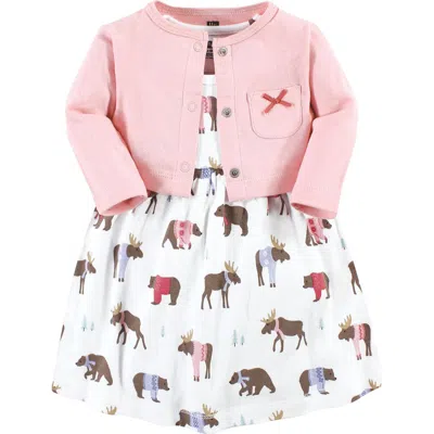 Hudson Baby Cotton Dress And Cardigan Set In Multi