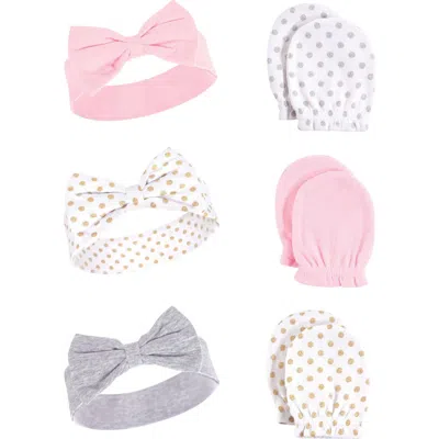 Hudson Baby Cotton Headband And Scratch Mitten Set In Multi