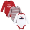 Hudson Baby Cotton Long-sleeve Bodysuit 3pk In Red