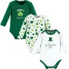 Hudson Baby Cotton Long-sleeve Bodysuits 3-pack In Green