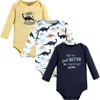 Hudson Baby Cotton Long-sleeve Bodysuits 3-pack In Multi