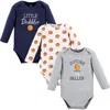 Hudson Baby Cotton Long-sleeve Bodysuits 3-pack In Multi