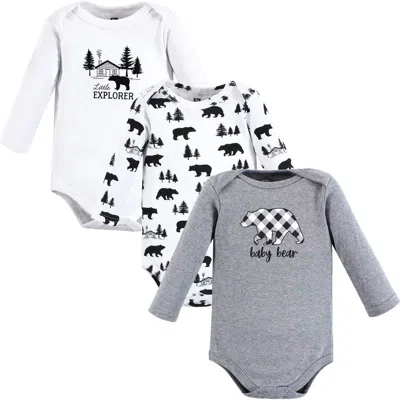 Hudson Baby Cotton Long-sleeve Bodysuits 3-pack In White